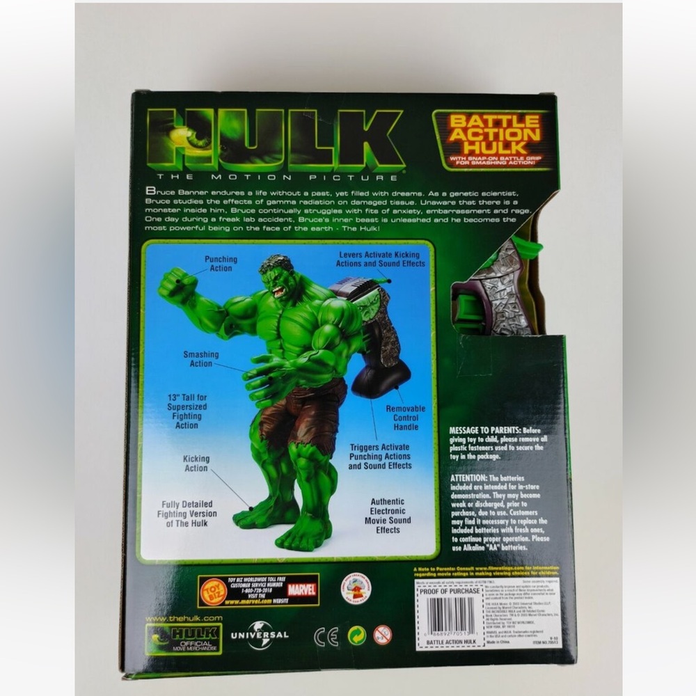 Battle Action Hulk with Snap-on Battle Grip Action Figure 2003